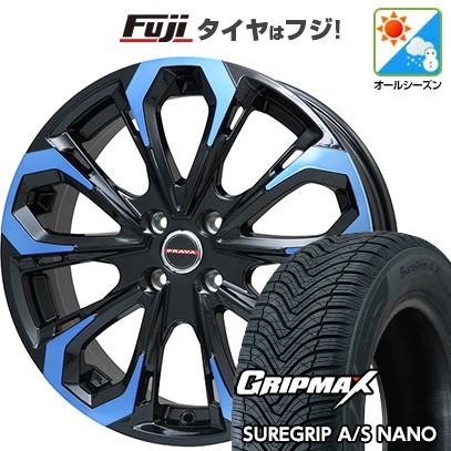 【新品】ライズ/ロッキー（ガソリン） オールシーズンタイヤ ホイール4本セット 195/60R17 グリップマックス シュアグリップ オールシーズン ナノ(限定) ビッグウエイ レイシーン プラバ5X(ブルークリア) 6.5J 17インチ(送料無料)