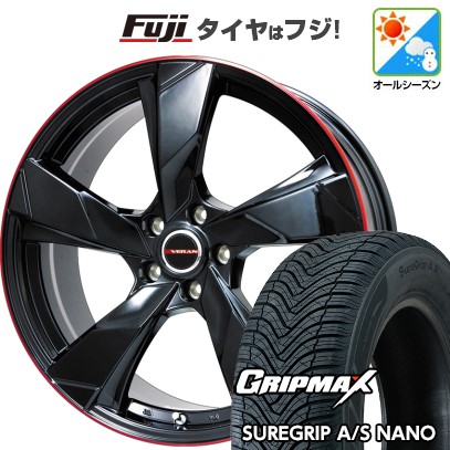 【新品】ライズ/ロッキー（ハイブリッド） オールシーズンタイヤ ホイール4本セット 195/65R16 グリップマックス シュアグリップ オールシーズン ナノ(限定) プレミックス ヴェランV(グロスブラック/レッドリム) 6.5J 16インチ(送料無料)