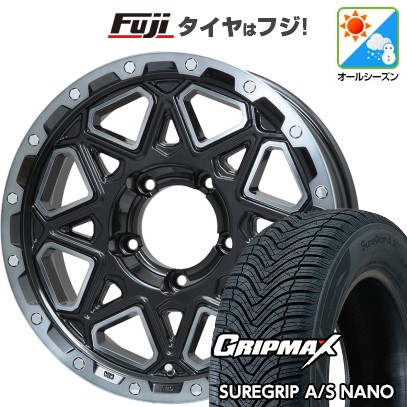 【新品】ジムニー オールシーズンタイヤ ホイール4本セット 175/80R16 グリップマックス シュアグリップ オールシーズン ナノ(限定) レアマイスター LMG モンタグナ(ブラックポリッシュ/ブラッククリア) 5.5J 16インチ(送料無料)
