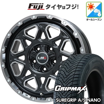 【新品国産車用5穴114.3】 オールシーズンタイヤ ホイール4本セット 225/60R17 グリップマックス シュアグリップ オールシーズン ナノ(限定) レアマイスター LMG モンタグナ(ブラックポリッシュ/ブラッククリア) 7.5J 17インチ(送料無料)