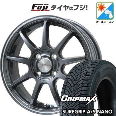 【新品国産車用4穴100】 オールシーズンタイヤ ホイール4本セット 185/60R16 グリップマックス シュアグリップ オールシーズン ナノ(限定) レアマイスター LMスポーツ LM-QR ガンメタ/ラインポリッシュ 6.5J 16インチ(送料無料)|フジコーポレーション