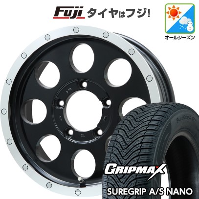 【新品】ジムニー オールシーズンタイヤ ホイール4本セット 175/80R16 グリップマックス シュアグリップ オールシーズン ナノ(限定) レアマイスター LMG CS-8 グロスブラック/リムポリッシュ 5.5J 16インチ(送料無料)