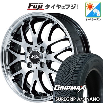 【新品 軽自動車】N-BOX タント スペーシア オールシーズンタイヤ ホイール4本セット 165/55R15 グリップマックス シュアグリップ オールシーズン ナノ(限定) MID WHEELS エグゼ10 Vセレクション 4.5J 15インチ(送料無料)