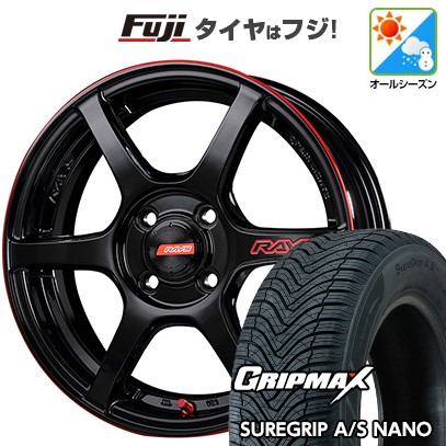 【新品 軽自動車】N-BOX タント スペーシア オールシーズンタイヤ ホイール4本セット 165/55R15 グリップマックス シュアグリップ オールシーズン ナノ(限定) RAYS レイズ グラムライツ 57C6 TIME ATTACK EDITION 5J 15インチ(送料無料)