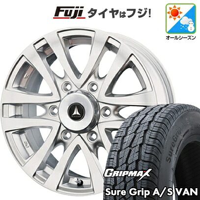【新品】ハイエース200系 オールシーズンタイヤ ホイール4本セット 195R15C 107/105T グリップマックス シュアグリップ オールシーズン Van(限定) テクノピア マッドクリフ 15インチ(送料無料)|フジコーポレーション