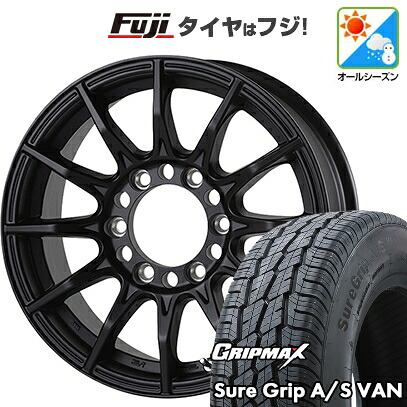 【新品】ハイエース200系 オールシーズンタイヤ ホイール4本セット 195R15C 107/105T グリップマックス シュアグリップ オールシーズン Van(限定) ゴジゲン ブラックマン G I 15インチ(送料無料)
