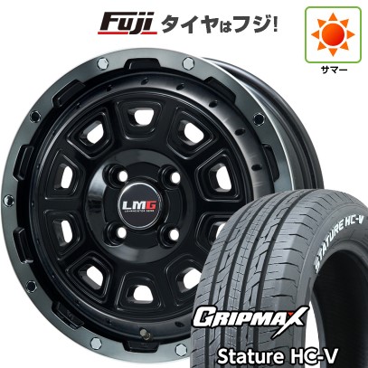 【新品 軽自動車】軽トラ 軽バン 夏タイヤ ホイール4本セット 145/80R12 80/78Q グリップマックス スタチャー HC-V RWL（限定） レアマイスター LMG DS-10 ブラック/ブラッククリアリム 4J 12インチ(送料無料)