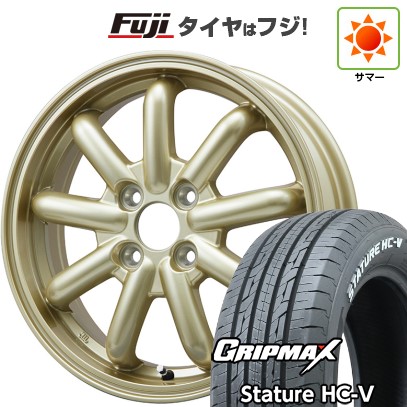【新品 軽自動車】軽トラ 軽バン 夏タイヤ ホイール4本セット 145/80R12 80/78Q グリップマックス スタチャー HC-V RWL（限定） ブランドルライン ストレンジャーKST-9改 ゴールド 3.5J 12インチ(送料無料)｜フジコーポレーション
