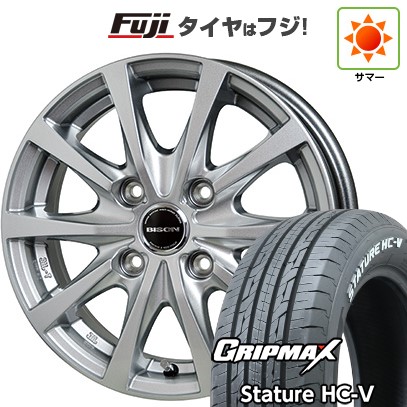 【新品 軽自動車】軽トラ 軽バン 夏タイヤ ホイール4本セット 145/80R12 80/78Q グリップマックス スタチャー HC-V RWL（限定） ホットスタッフ バイソン BN-02 3.5J 12インチ(送料無料)