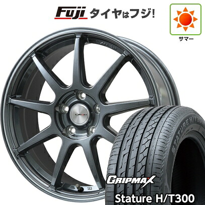 【新品国産車用5穴100】 夏タイヤ ホイール4本セット 225/55R18 グリップマックス スタチャー H/T300 BSW（限定） レアマイスター LMスポーツ LM-QR ガンメタ/ラインポリッシュ 7.5J 18インチ(送料無料)