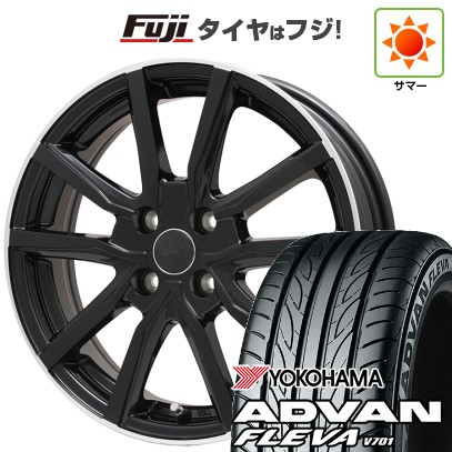 【新品国産車用5穴100】 夏タイヤ ホイール4本セット 215/40R18 ヨコハマ アドバン フレバV701 エルベ Vスポーク パールブラックリムポリッシュ 7.5J 18インチ(送料無料)