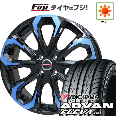 【新品国産車用4穴100】 夏タイヤ ホイール4本セット 195/40R17 ヨコハマ アドバン フレバV701 ビッグウエイ レイシーン プラバ5X(ブルークリア) 6.5J 17インチ(送料無料)