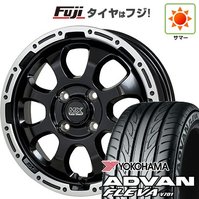 【新品国産車用4穴100】 夏タイヤ ホイール4本セット 195/50R16 ヨコハマ アドバン フレバV701 ホットスタッフ マッドクロス グレイス 6J 16インチ(送料無料)