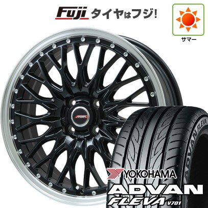 【新品国産車用4穴100】 夏タイヤ ホイール4本セット 205/45R17 ヨコハマ アドバン フレバV701 プレミックス MER PROMESH グロスブラック/リムポリッシュ 6.5J 17インチ(送料無料)