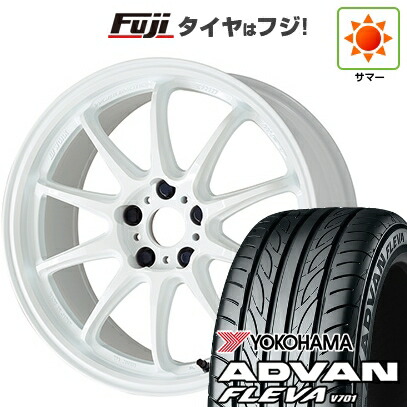 【新品国産車用5穴114.3】 夏タイヤ ホイール4本セット 215/40R18 ヨコハマ アドバン フレバV701 WORK ワーク エモーション ZR10 7.5J 18インチ(送料無料)