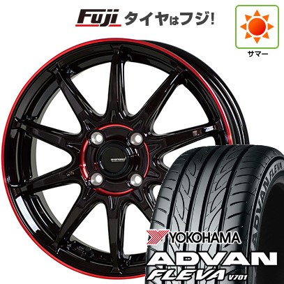 【新品国産車用4穴100】 夏タイヤ ホイール4本セット 205/45R17 ヨコハマ アドバン フレバV701 ホットスタッフ ジースピード P-05R 6.5J 17インチ(送料無料)
