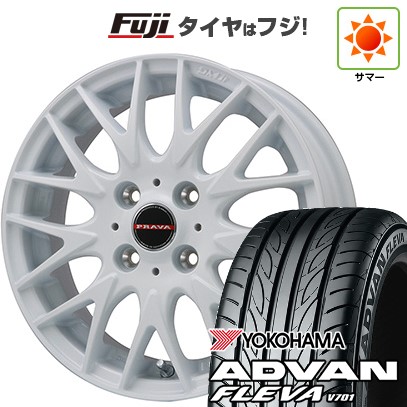 【新品 軽自動車】N-BOX タント スペーシア 夏タイヤ ホイール4本セット 165/55R15 ヨコハマ アドバン フレバV701 ビッグウエイ レイシーン プラバ9MJrII ホワイト 4.5J 15インチ(送料無料)｜フジコーポレーション