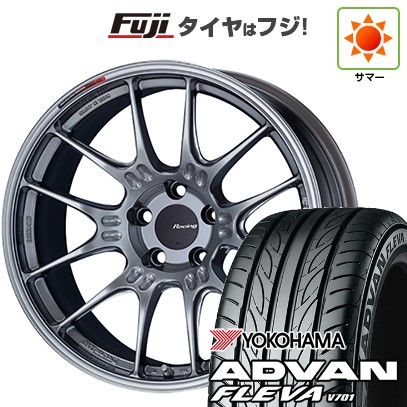 【新品国産車用5穴100】 夏タイヤ ホイール4本セット 215/40R18 ヨコハマ アドバン フレバV701 ENKEI エンケイ Racing GTC02 8J 18インチ(送料無料)|フジコーポレーション