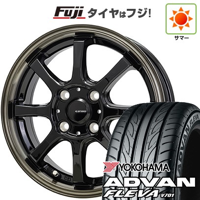【新品国産車用4穴100】 夏タイヤ ホイール4本セット 195/45R16 ヨコハマ アドバン フレバV701 ホットスタッフ ジースピード P-08 6J 16インチ(送料無料)