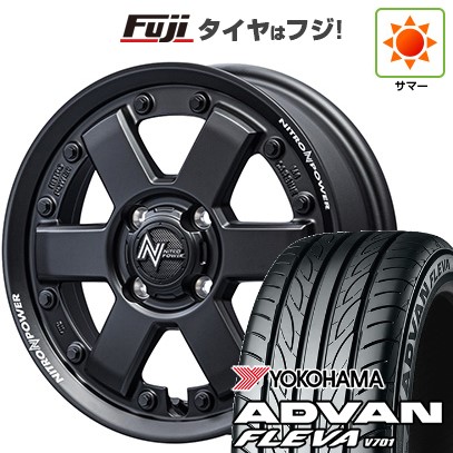 【新品 軽自動車】N-BOX タント スペーシア 夏タイヤ ホイール4本セット 165/55R15 ヨコハマ アドバン フレバV701 MID WHEELS NITRO POWER M6 カービン 4.5J 15インチ(送料無料)