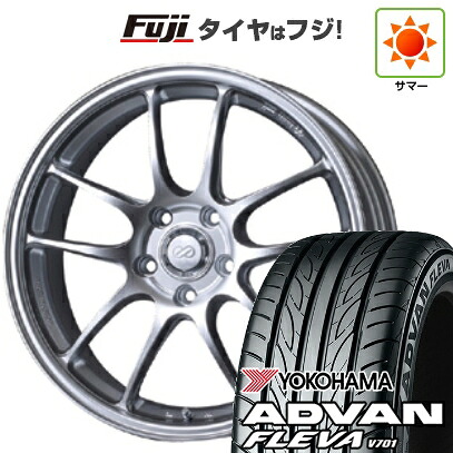 【新品国産車用5穴100】 夏タイヤ ホイール4本セット 215/40R18 ヨコハマ アドバン フレバV701 ENKEI エンケイ PerformanceLine PF01 7J 18インチ(送料無料)
