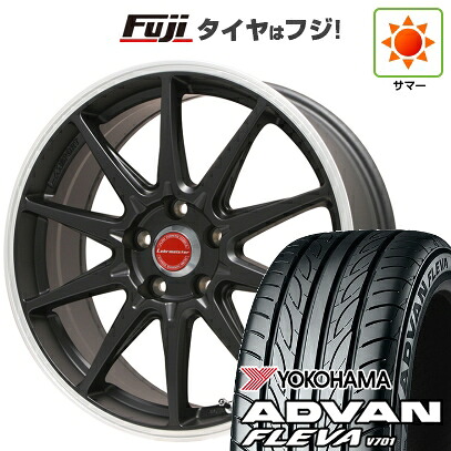 【新品国産車用5穴100】 夏タイヤ ホイール4本セット 215/40R18 ヨコハマ アドバン フレバV701 レアマイスター LMスポーツ RS10(マットブラックリムポリッシュ) 7.5J 18インチ(送料無料)