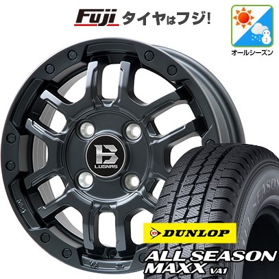 【新品 軽自動車】軽トラ 軽バン オールシーズンタイヤ ホイール4本セット 145/80R12 80/78N ダンロップ オールシーズンMAXX VA1 ビッグウエイ B-LUGNAS FRD(マットブラック) 4J 12インチ(送料無料)