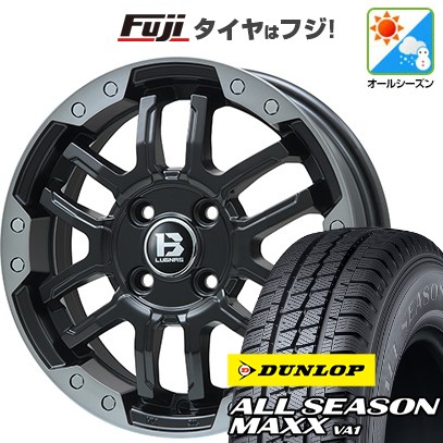 【新品 軽自動車】軽トラ 軽バン オールシーズンタイヤ ホイール4本セット 145/80R12 80/78N ダンロップ オールシーズンMAXX VA1 ビッグウエイ B-LUGNAS FRD(マットブラック/ブラッククリアリム) 4J 12インチ(送料無料)