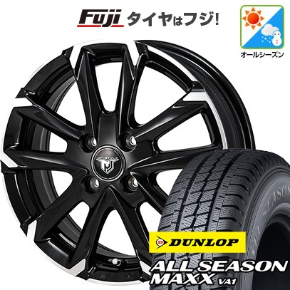 【新品】プロボックス/サクシード(160系) オールシーズンタイヤ ホイール4本セット 155/80R14 88/86N ダンロップ オールシーズンMAXX VA1 モンツァ JPスタイル MJ-V 5J 14インチ(送料無料)
