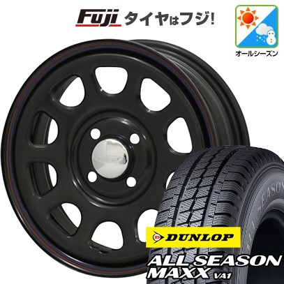 【新品 軽自動車】軽トラ 軽バン オールシーズンタイヤ ホイール4本セット 145/80R12 80/78N ダンロップ オールシーズンMAXX VA1 モリタ デイトナズ G2 4J 12インチ(送料無料)