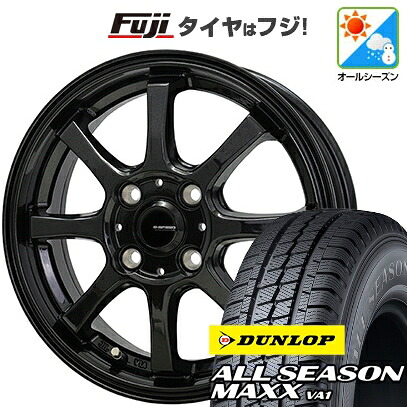 【新品 軽自動車】軽トラ 軽バン オールシーズンタイヤ ホイール4本セット 145/80R12 80/78N ダンロップ オールシーズンMAXX VA1 ホットスタッフ ジースピード G-08 4J 12インチ(送料無料)