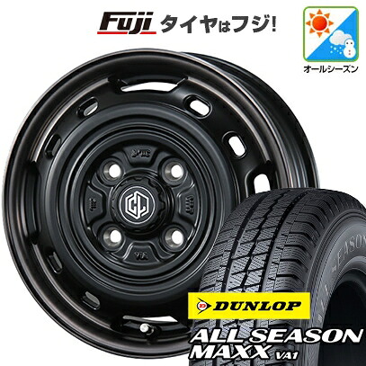 【新品 軽自動車】軽トラ 軽バン オールシーズンタイヤ ホイール4本セット 145/80R12 80/78N ダンロップ オールシーズンMAXX VA1 シーエルリンク UNIONRIM TX 3.5J 12インチ(送料無料)