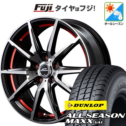 【新品 軽自動車】軽トラ 軽バン オールシーズンタイヤ ホイール4本セット 145/80R12 80/78N ダンロップ オールシーズンMAXX VA1 MID WHEELS RX-02 3.5J 12インチ(送料無料)