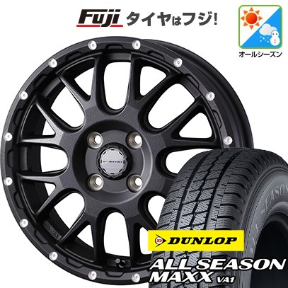 【新品 軽自動車】軽トラ 軽バン オールシーズンタイヤ ホイール4本セット 145/80R12 80/78N ダンロップ オールシーズンMAXX VA1 WEDS ウェッズアドベンチャー マッドヴァンス 08 4J 12インチ(送料無料)|フジコーポレーション
