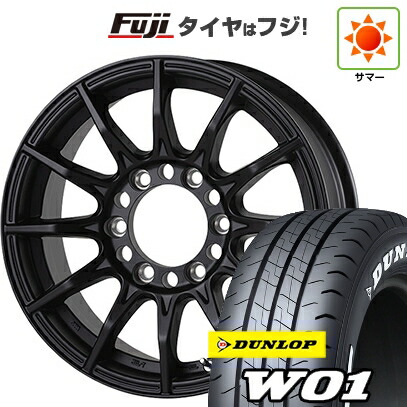 【新品】ハイエース200系 夏タイヤ ホイール4本セット 215/65R16 109/107N ダンロップ W01 ホワイトレター ゴジゲン ブラックマン G I 6.5J 16インチ(送料無料)