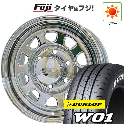 【新品】ハイエース200系 夏タイヤ ホイール4本セット 215/60R17 109/107N ダンロップ W01 ホワイトレター モリタ デイトナズ クローム 6.5J 17インチ(送料無料)
