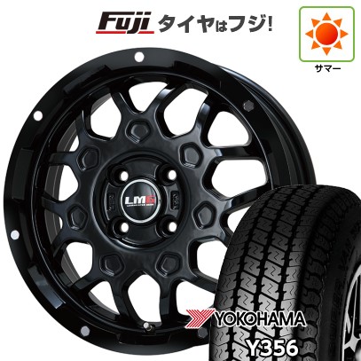 【新品 軽自動車】軽トラ 軽バン 夏タイヤ ホイール4本セット 145/80R12 80/78N ヨコハマ Y356 レアマイスター LMG MS-9W グロスブラック 4J 12インチ(送料無料)