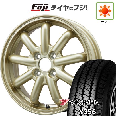 【新品 軽自動車】軽トラ 軽バン 夏タイヤ ホイール4本セット 145/80R12 80/78N ヨコハマ Y356 ブランドルライン ストレンジャーKST-9改 ゴールド 3.5J 12インチ(送料無料)
