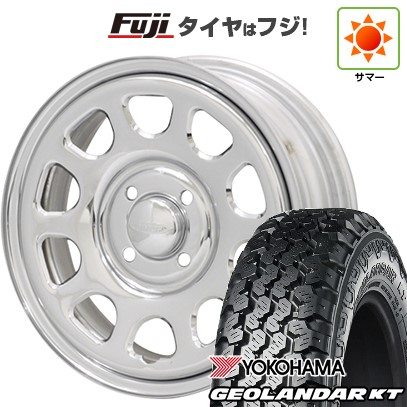 【新品 軽自動車】軽トラ 軽バン 夏タイヤ ホイール4本セット 145/80R12 80/78N ヨコハマ ジオランダー KT モリタ デイトナズ G2 クローム 4J 12インチ(送料無料)