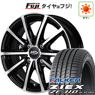 【新品国産車用4穴100】 夏タイヤ ホイール4本セット 175/65R15 ファルケン ジークス ZE310R エコラン(限定) MID WHEELS V25 ブラックポリッシュ 5.5J 15インチ(送料無料)