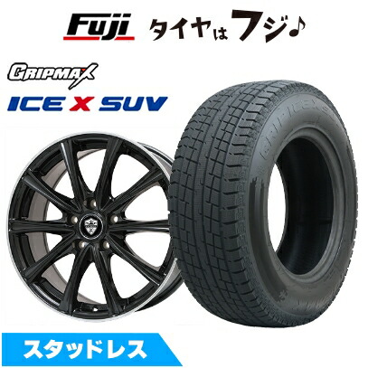 【新品国産車用5穴114.3】 スタッドレスタイヤ ホイール4本セット 215/70R16 グリップマックス アイスX SUV BSW ブラックサイドウォール(限定) エルベ エステローザ MZV ブラックリムポリッシュ 6.5J 16インチ(送料無料)|フジコーポレーション