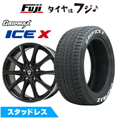 【新品】フリード 5穴/114 スタッドレスタイヤ ホイール4本セット 185/65R15 グリップマックス アイスX RWL ホワイトレター(限定) エルベ エステローザ MZV ブラックリムポリッシュ 6J 15インチ(送料無料)｜フジコーポレーション