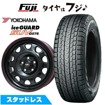 【新品国産車用5穴114.3】 スタッドレスタイヤ ホイール4本セット 215/70R16 ヨコハマ アイスガード SUV G075 レアマイスター LMG OFF-STYLE(グロスブラック/レッドリム) 7J 16インチ(送料無料)