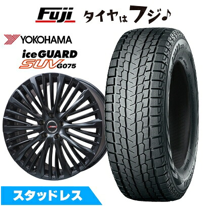 【新品国産車用5穴114.3】 スタッドレスタイヤ ホイール4本セット 225/55R18 98 T ヨコハマ アイスガード SUV G075 プレミックス MER-X マットブラック 7J 18インチ(送料無料)