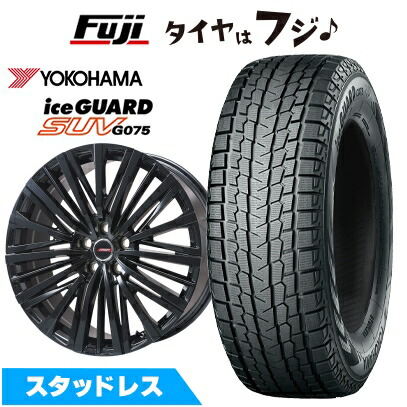 【新品】クラウンクロスオーバー スタッドレスタイヤ ホイール4本セット 225/60R18 ヨコハマ アイスガード SUV G075 プレミックス MER-V グロスブラック(R14ボルト) 7J 18インチ(送料無料)