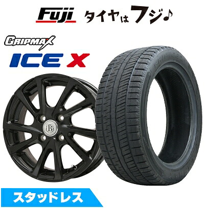 【新品国産車用4穴100】 スタッドレスタイヤ ホイール4本セット 185/55R16 グリップマックス アイスX BSW ブラックサイドウォール(限定) ブランドルライン ボレアノ10 パールブラック 6.5J 16インチ(送料無料)｜フジコーポレーション