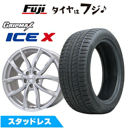 【新品】輸入車用 プジョー リフター スタッドレスタイヤ ホイール4本セット 215/60R17 グリップマックス アイスX BSW ブラックサイドウォール(限定) ユーロテック VP-LINE(シルバーポリッシュ) 7J 17インチ(送料無料)
