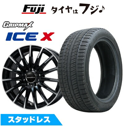 【新品】輸入車用 ベンツCクラス(W206) スタッドレスタイヤ ホイール4本セット 225/50R17 グリップマックス アイスX BSW ブラックサイドウォール(限定) ユーロアクシス エアフルト(ブラックポリッシュ) 7J 17インチ(送料無料)|フジコーポレーション