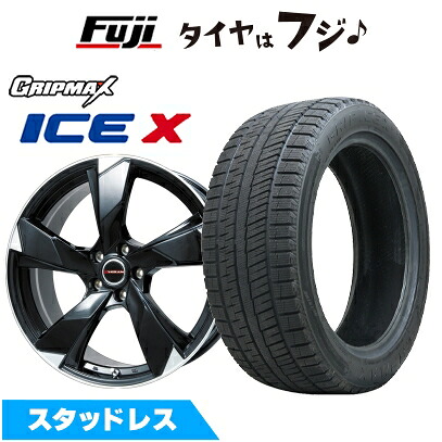 【新品国産車用5穴114.3】 スタッドレスタイヤ ホイール4本セット 215/60R16 グリップマックス アイスX BSW ブラックサイドウォール(限定) プレミックス ヴェランV(グロスブラック/リムポリッシュ) 6.5J 16インチ(送料無料)