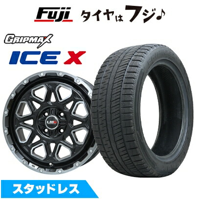 【新品 軽自動車】ハスラー デリカミニ(4WD) スタッドレスタイヤ ホイール4本セット 165/60R15 グリップマックス アイスX BSW ブラックサイドウォール(限定) レアマイスター LMG モンタグナ(ブラックポリッシュ/ブラッククリア) 4.5J 15インチ(送料無料)